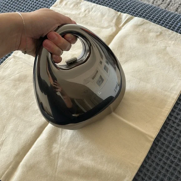 STAUD Silver Metal Clutch / Bag - Picture 4 of 6